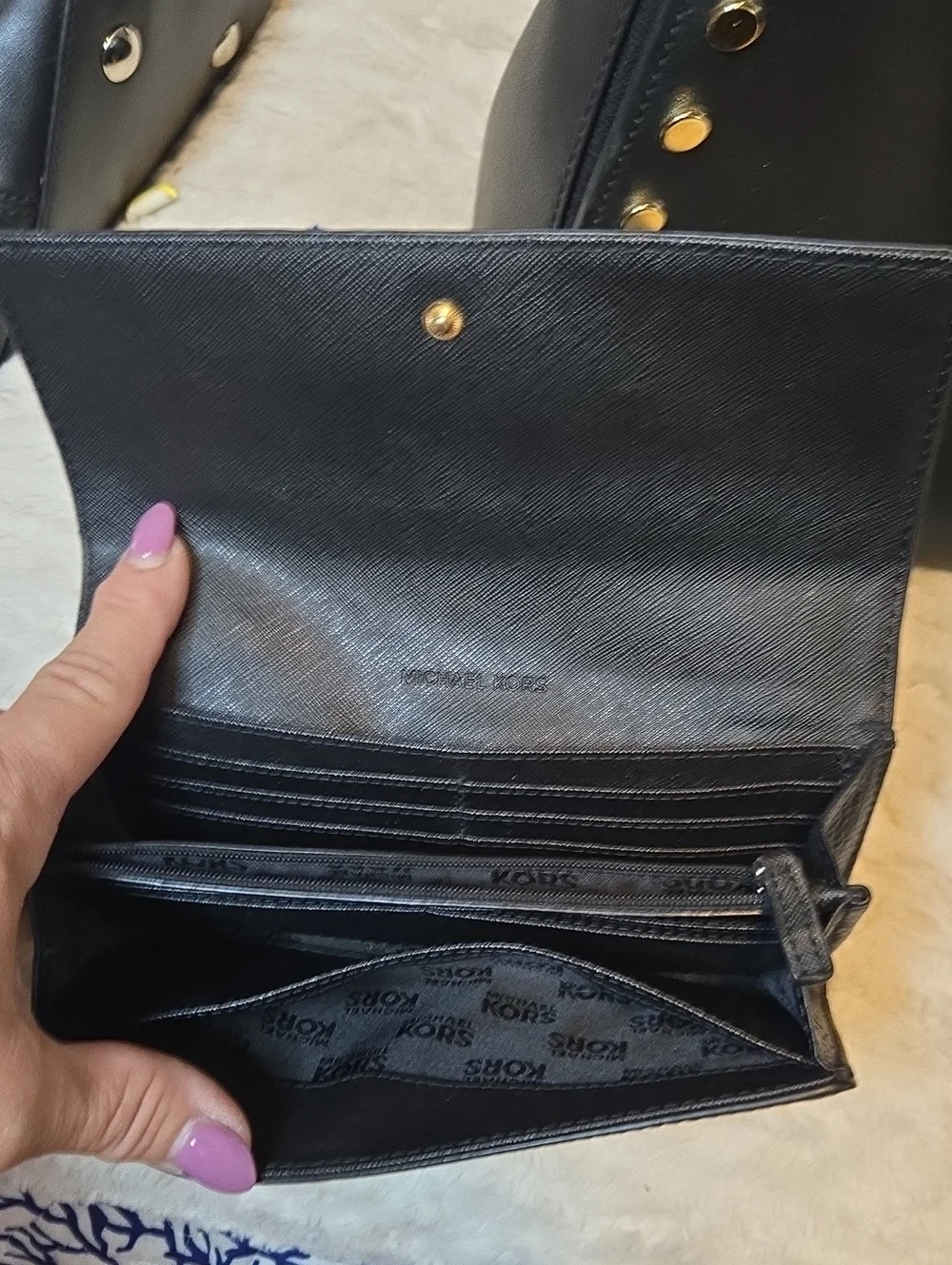 Michael Kors Black Pebbled Leather Satchel with Wallet